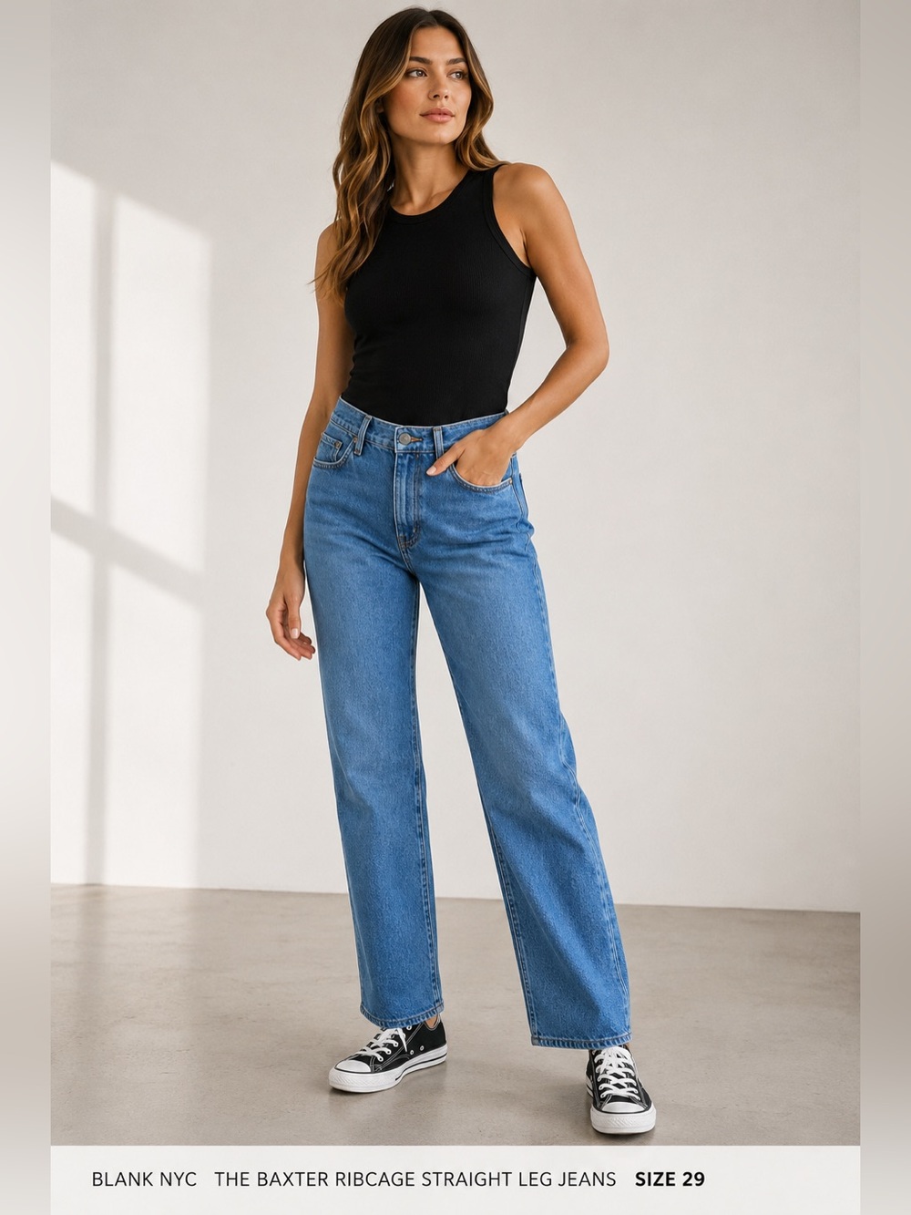 BLANKNYC The Baxter Ribcage Straight Leg Jeans Size 29 High Rise Medium Wash